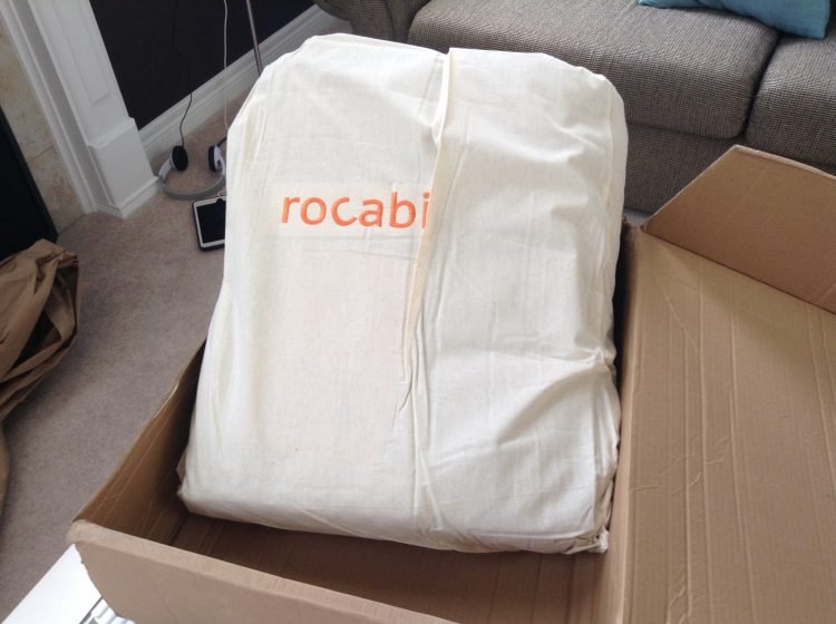 Rocabi weighted blanket within carrying bag.